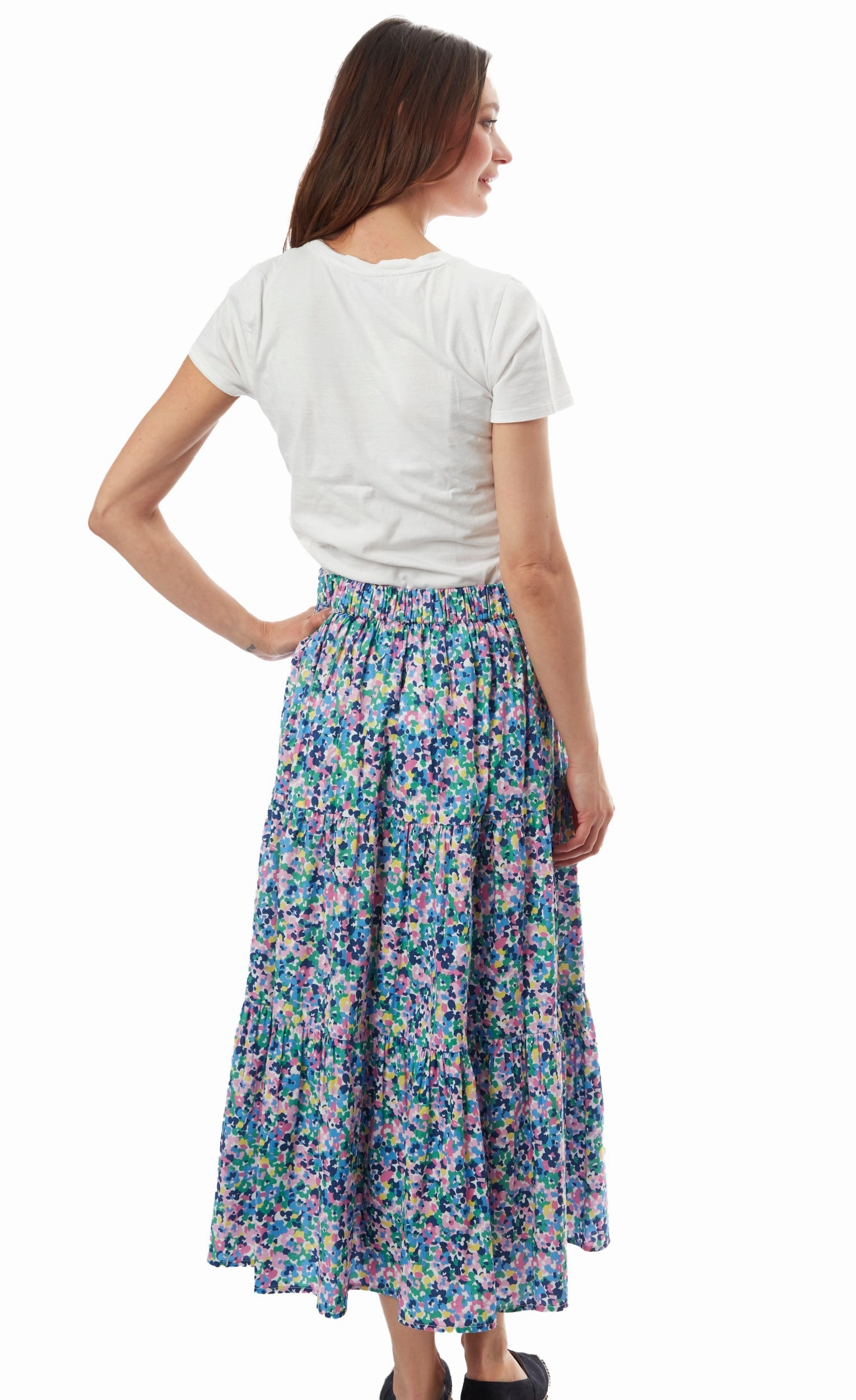 Elasticized Hem Collaboration Piece Woodstock Midi Skirt - Floral