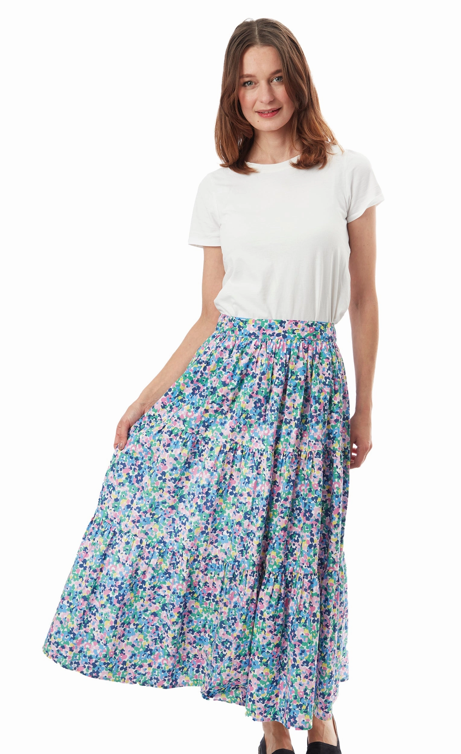 Seamless Design high contrast Woodstock Midi Skirt - Floral