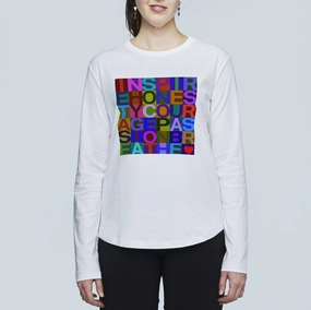 The Catherine Long Sleeve Tee - 7 Letter Word Work From Home Shimmer Effect