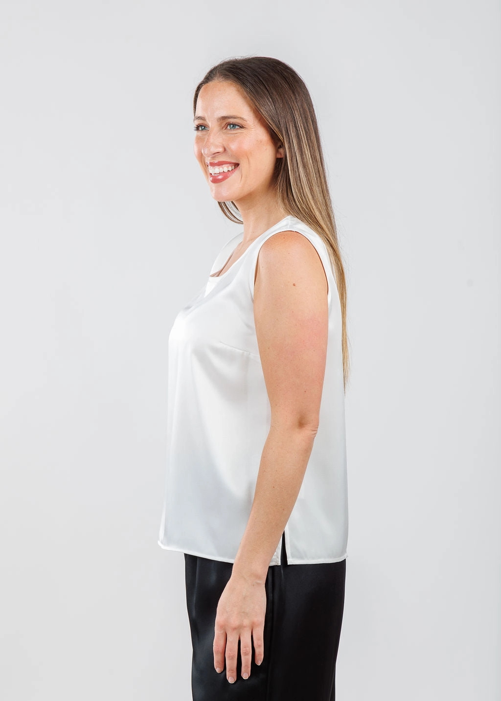 Lightweight Layer Casual Vibe Soft Satin Tank - White