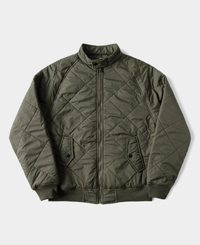 Double stitching Reversible Diamond Quilted Stand-Collar Jacket - Olive