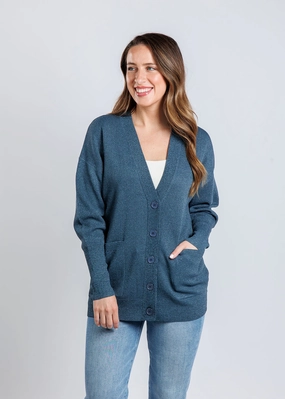Plush Interior Performance Comfort Aspen Lurex Cardigan - Teal