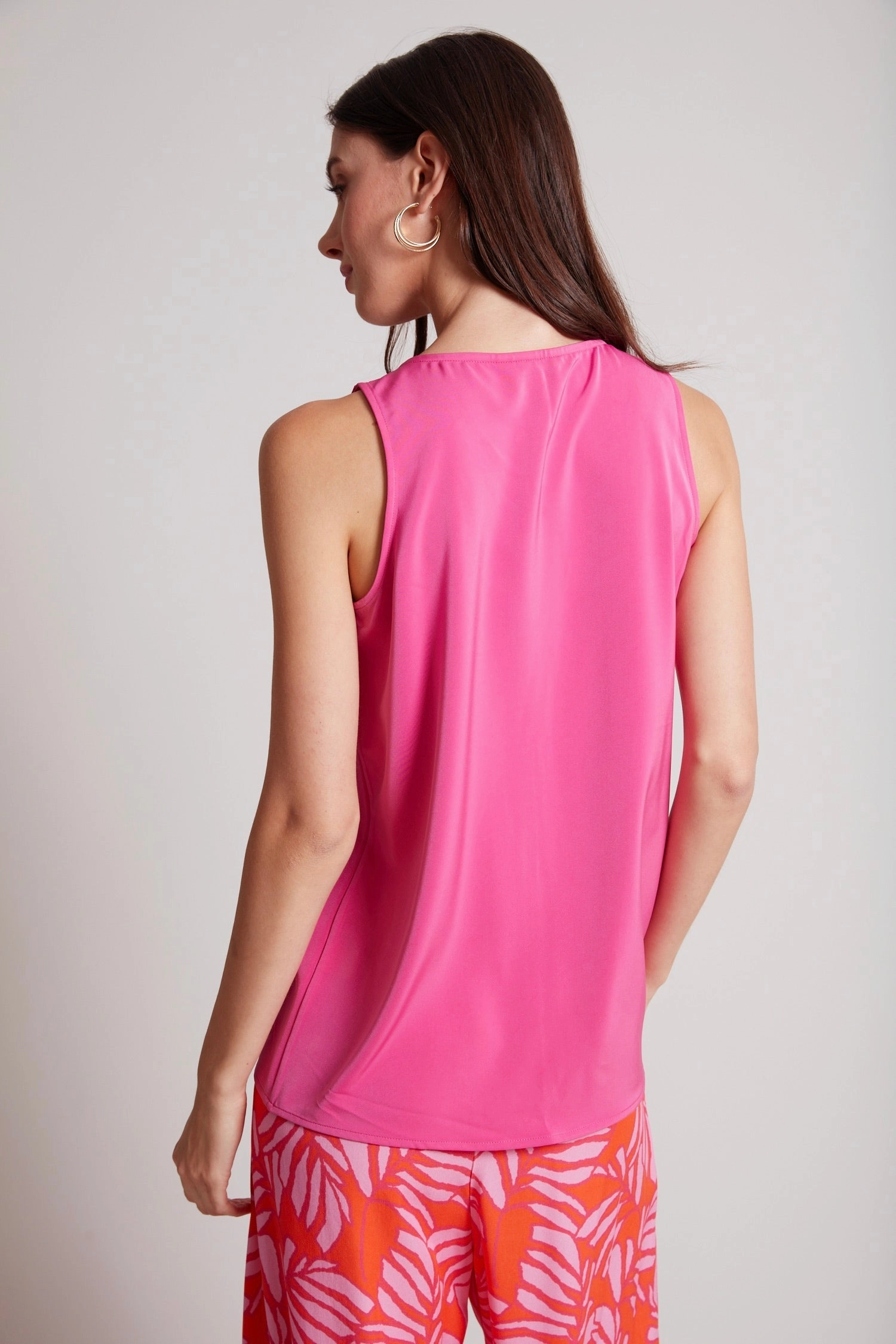 Tasha Sleeveless Front Key Hole Blouse - Bubblegum Animal Print