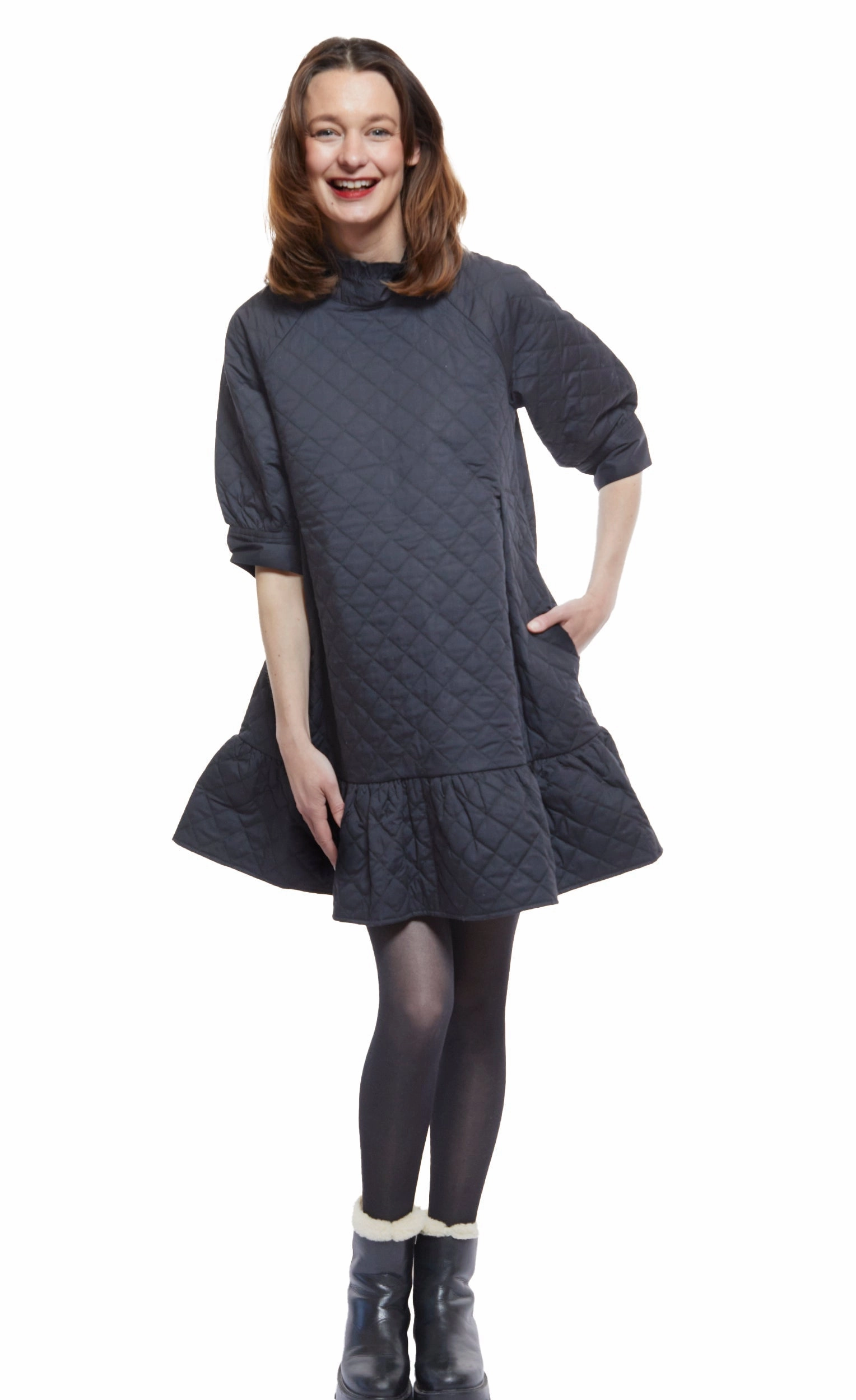 Airy Touch Muted Tones St. Tropez Softly Quilted Black Poplin Dress