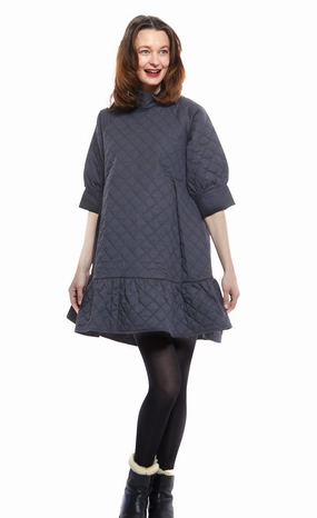 boho vibe St. Tropez Softly Quilted Black Poplin Dress