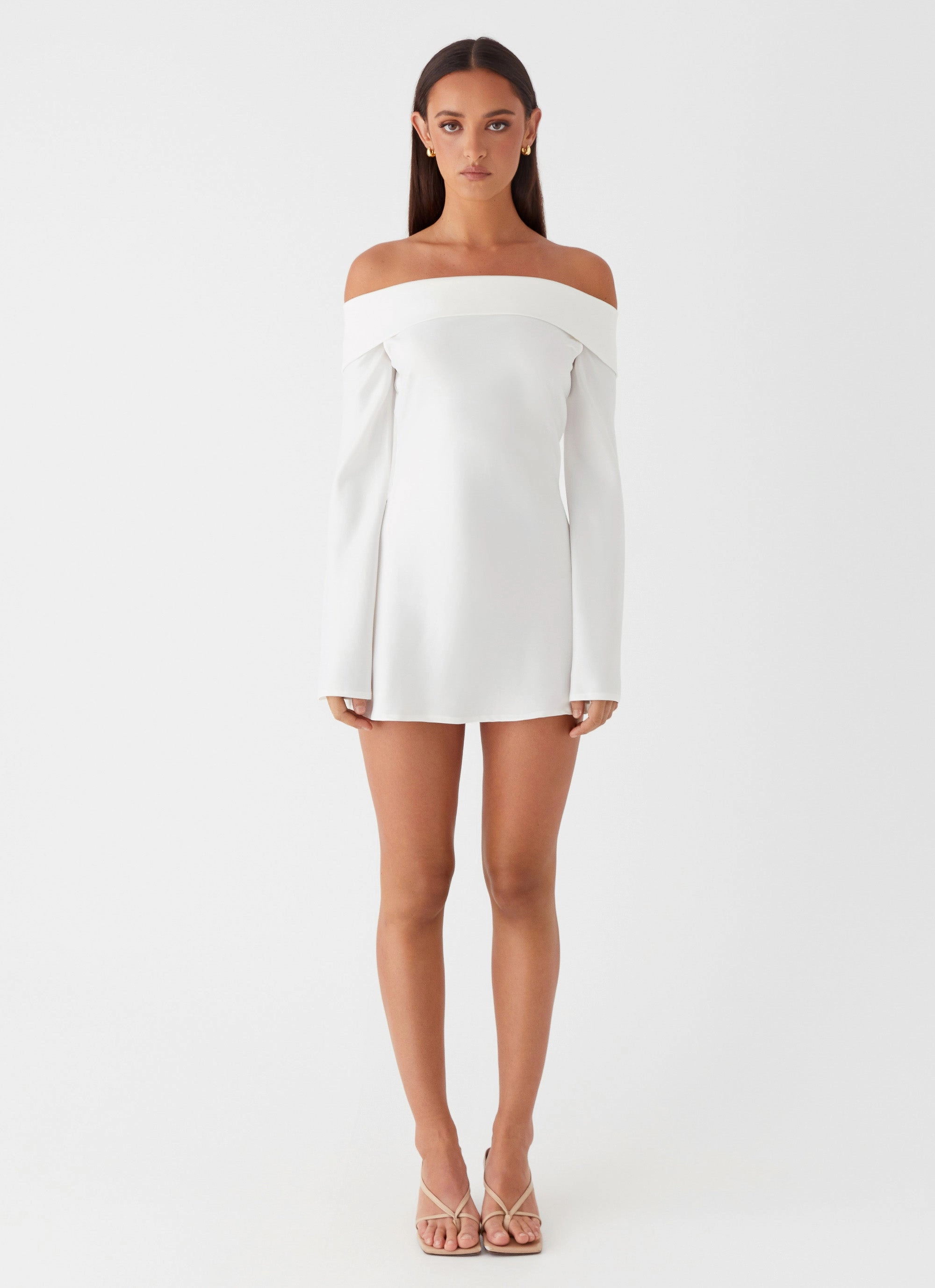 Lumina Long Sleeve Mini Dress - White Boho Aesthetic Modern Design