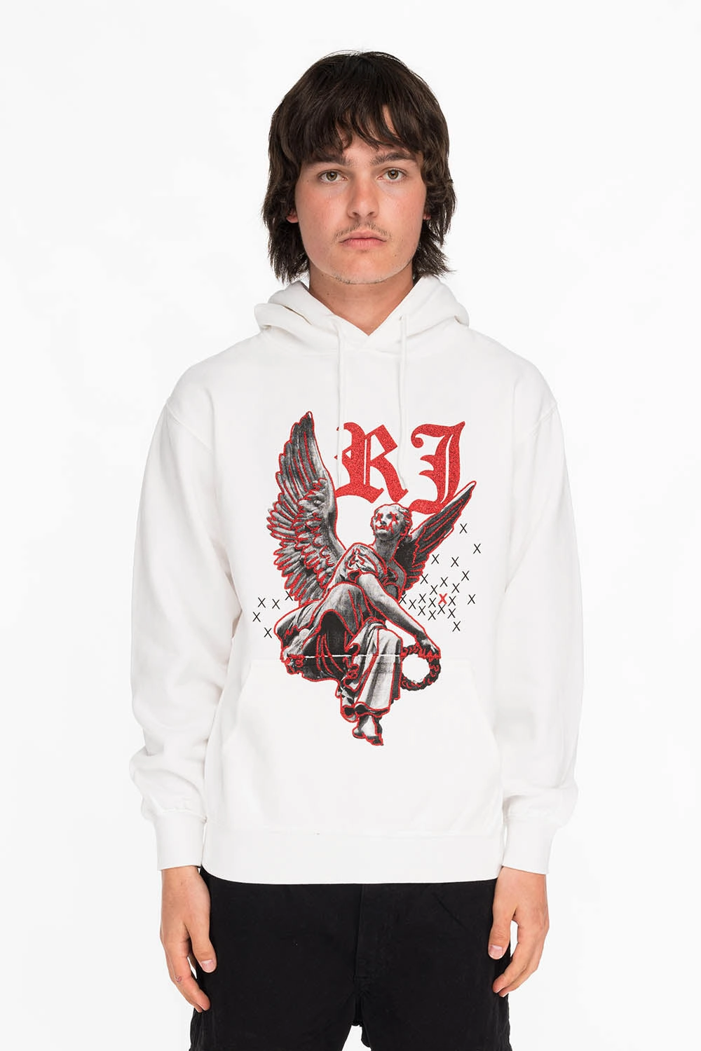 NEON ANGEL MENS PULLOVER HOODIE IN WHITE Outdoor Bold