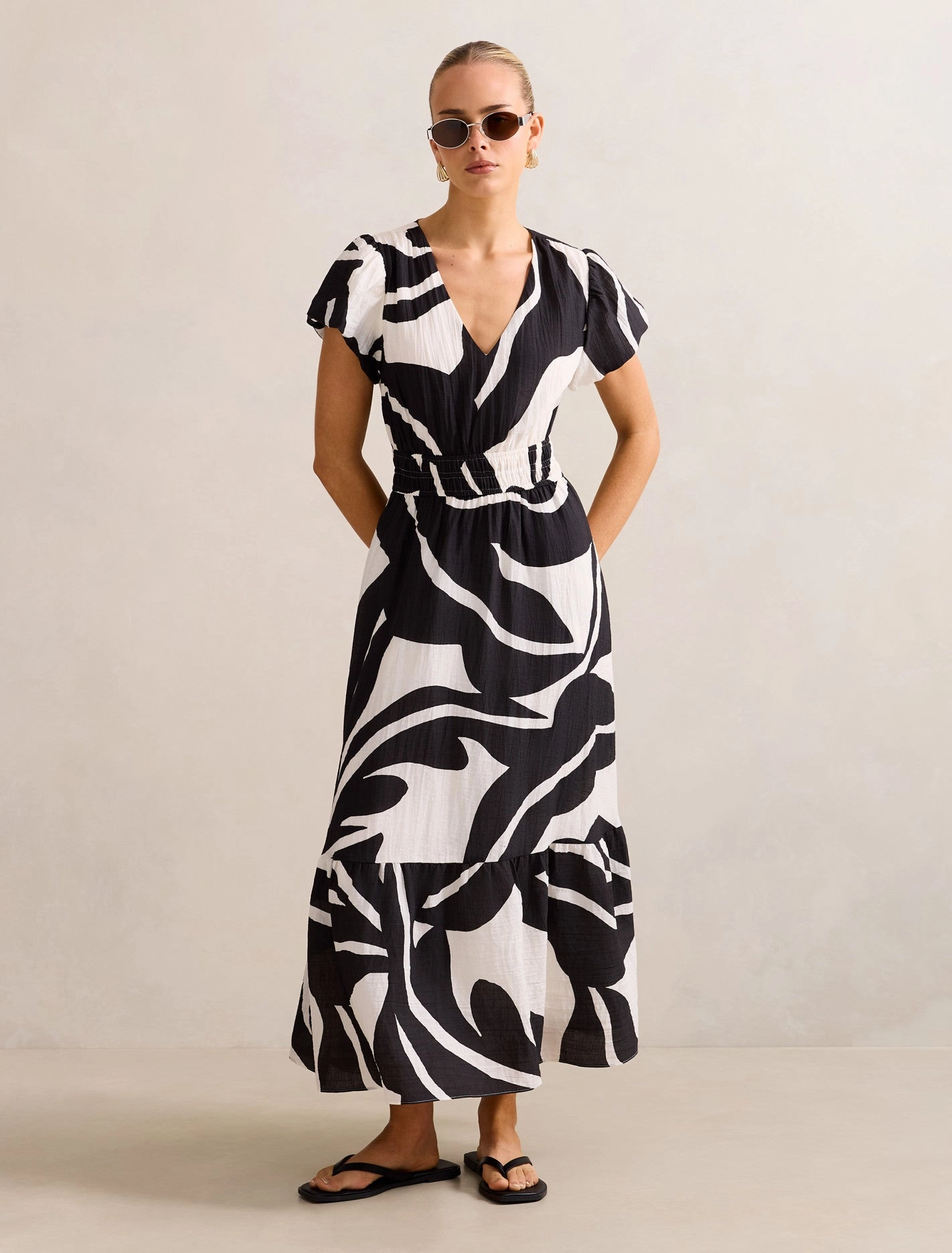 Mara Puff Sleeve Cotton Midi Dress Music-Concert