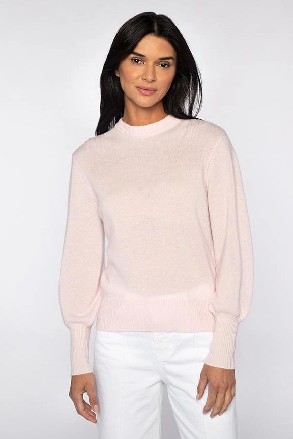 Gathered Shoulder Crew Sophisticated Comfort Thermal Locking Yarn