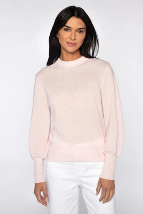 Gathered Shoulder Crew Sophisticated Comfort Thermal Locking Yarn