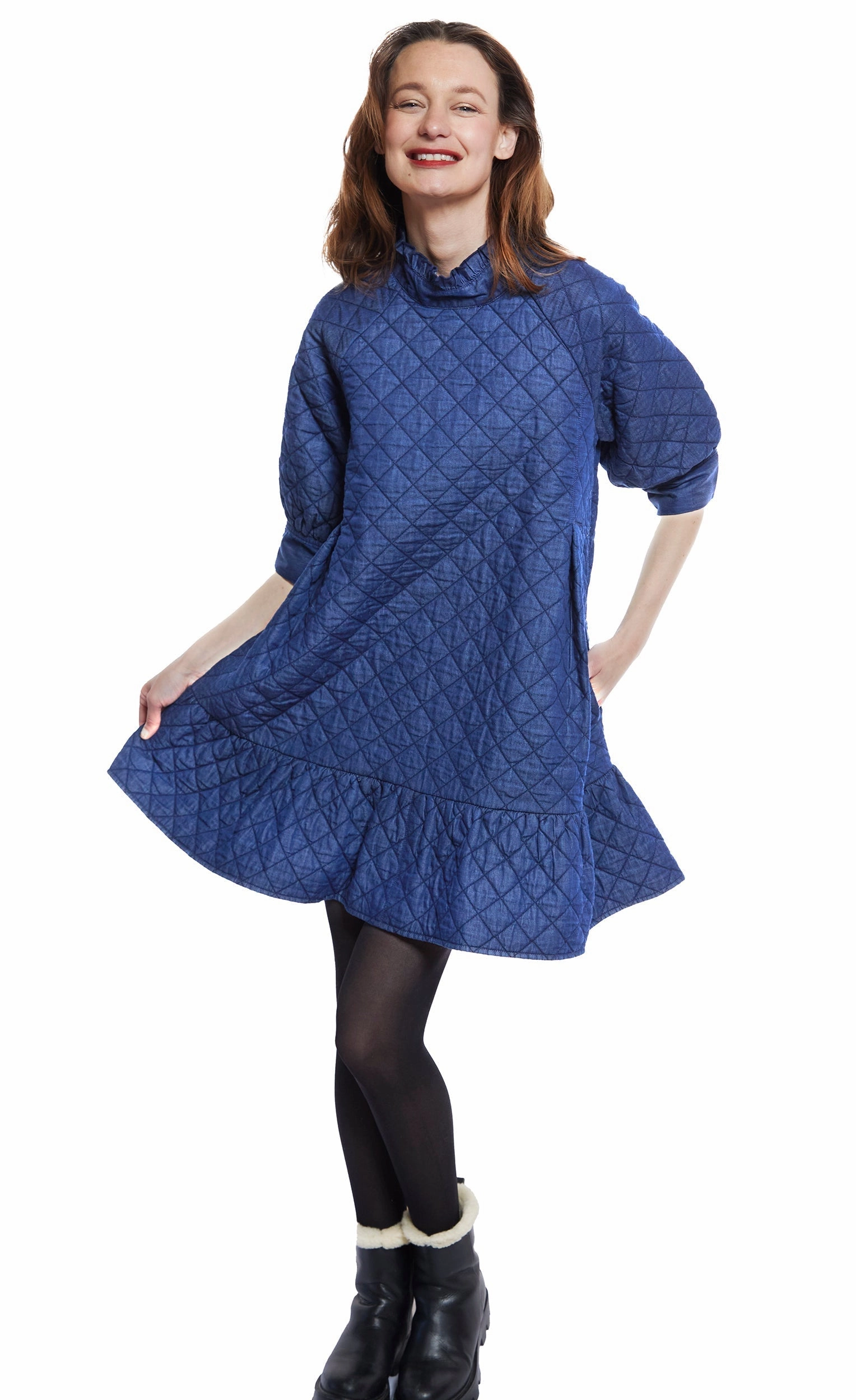 Travel Friendly Fall Outfit St. Tropez Softly Quilted Denim Dress