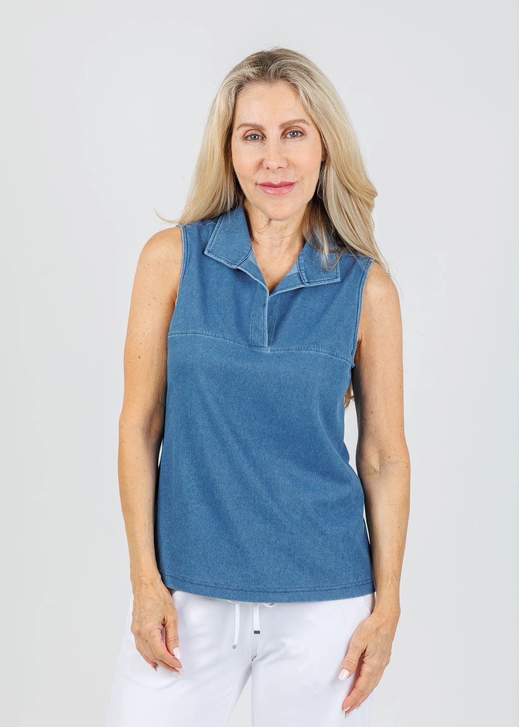 Emma Sleeveless Knit Denim Foundation Layer - Medium Wash Perfect Wear