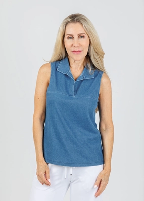 Emma Sleeveless Knit Denim Foundation Layer - Medium Wash Perfect Wear