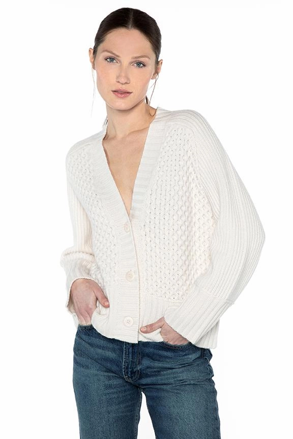 Luxe Mixed Stitch Cardigan Soft Material Breathable Textured Fabric