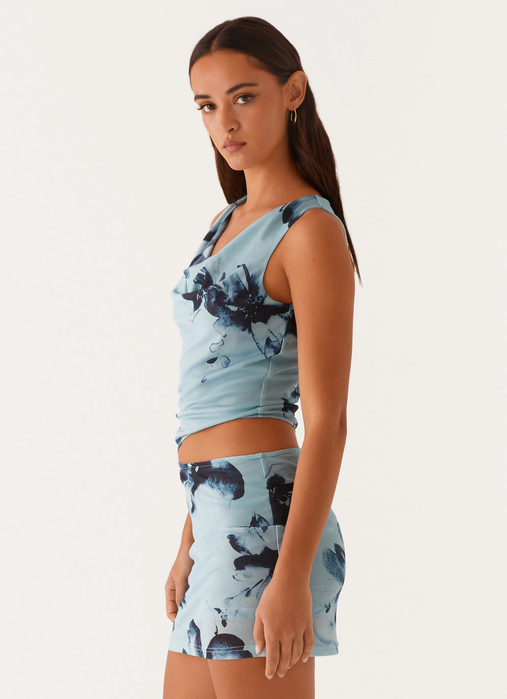 Gentle Aesthetic Everyday Comfort Nicola Mini Dress - Blue Black Floral