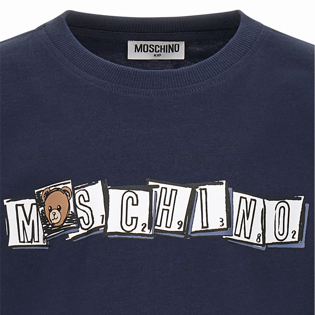 All-Purpose Comfort Outdoor Outfit Style Moschino Kids Teddy Logo Maxi T-shirt