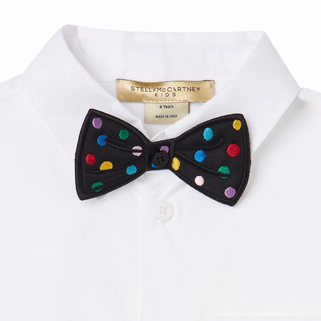 Moisture Control Lining Stella McCartney Kids Classic Long-Sleeve Shirt with Bow-Tie
