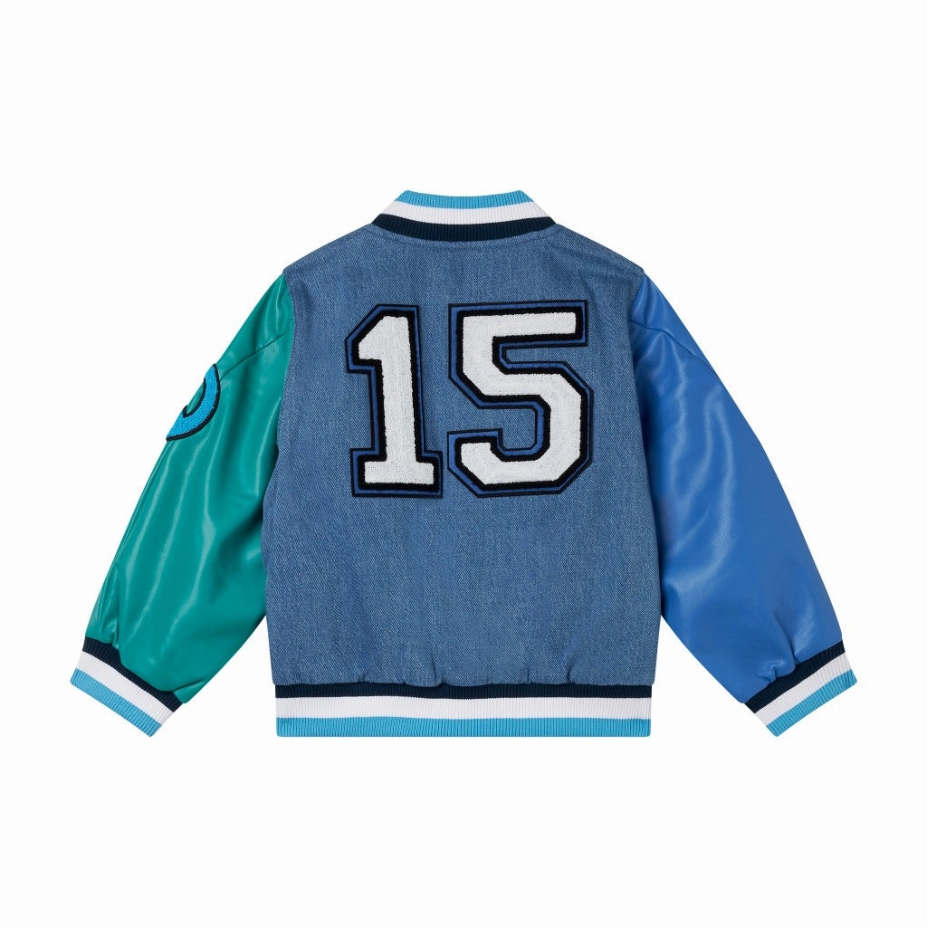 Adjustable Fit Design Stella McCartney Kids Denim Varsity Bomber Jacket