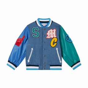 Multi Directional Stretch Rugged Outdoor Optimized Stella McCartney Kids Denim Varsity Bomber Jacket