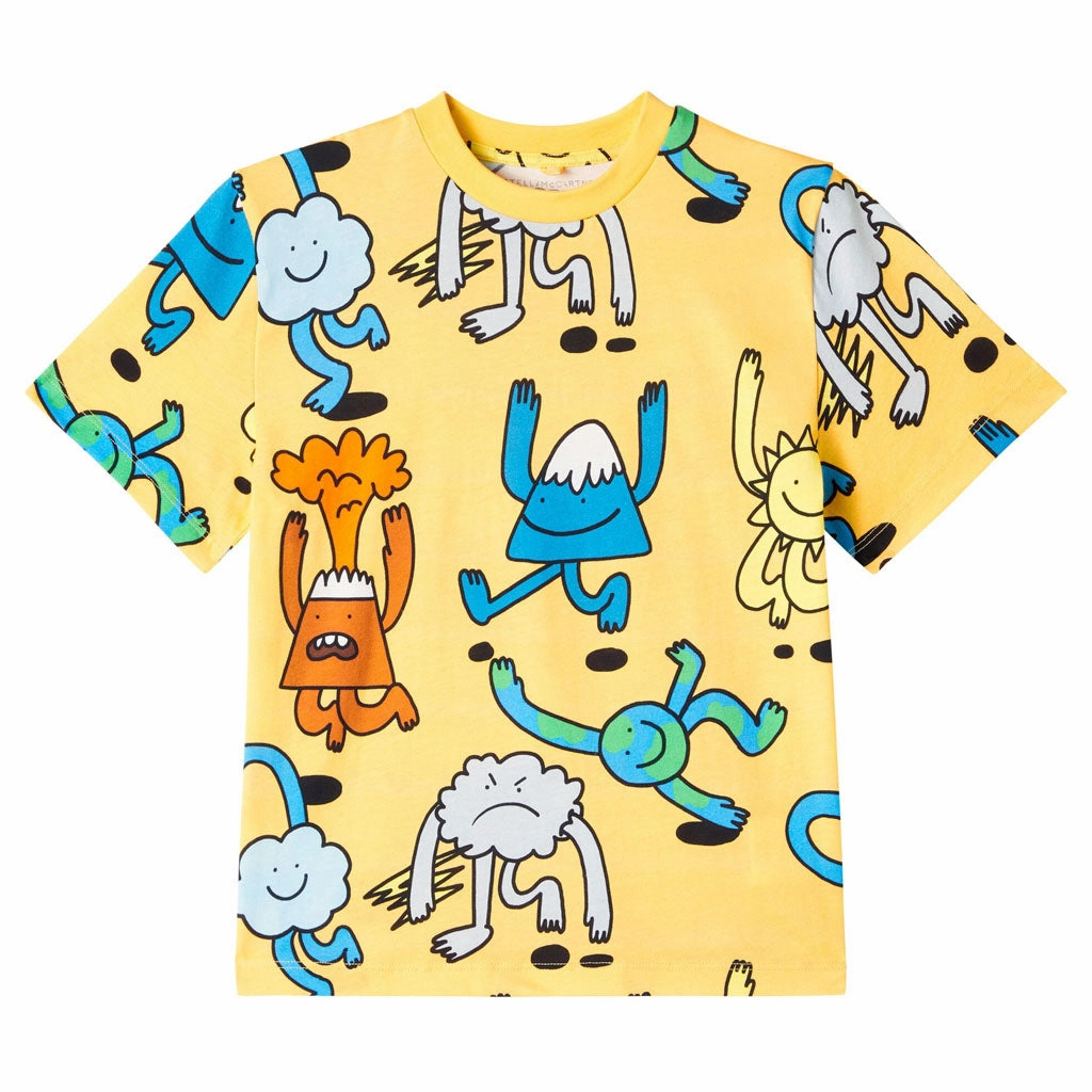 Stella McCartney Kids Earth Characters All-Over Print T-shirt Slim Waist