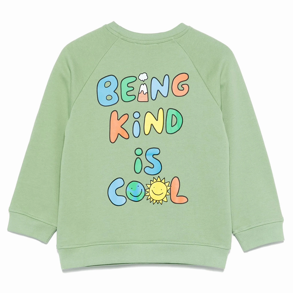 Stella McCartney Kids Earth Gang Fleece Sweatshirt Grid Texture Fabric
