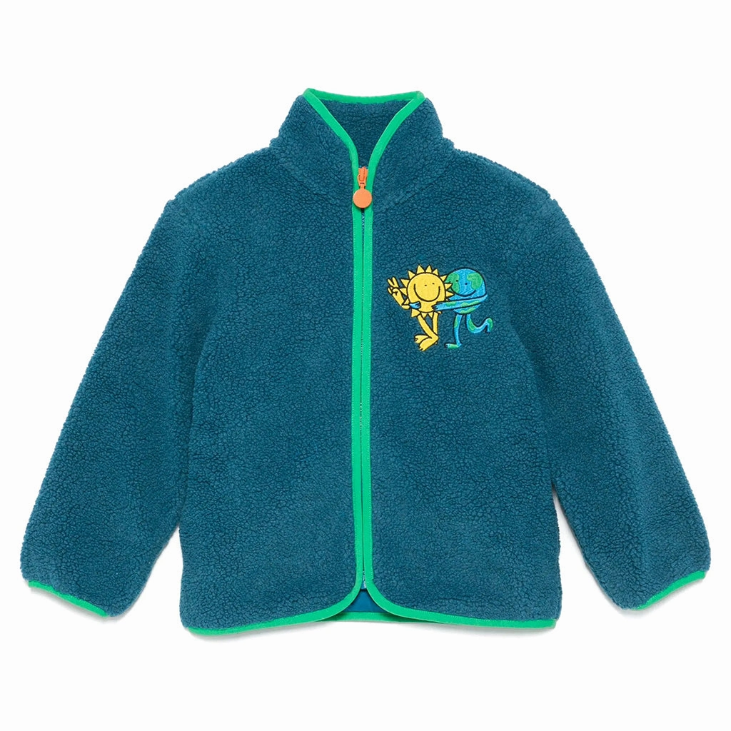 Stella McCartney Kids Earth Gang Teddy Fleece Jacket Non Restrictive Fit Go To Layer