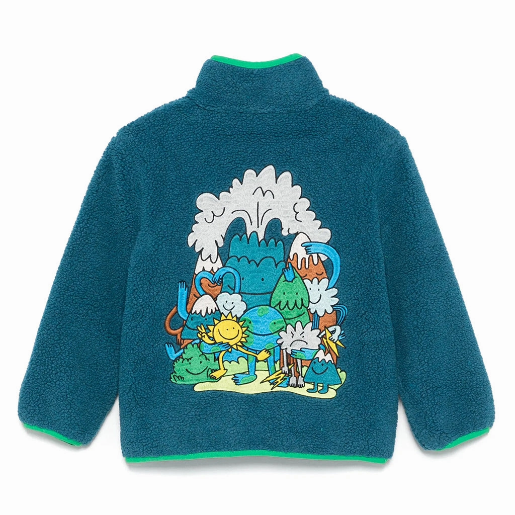 Cold Outfit Double Buttons Stella McCartney Kids Earth Gang Teddy Fleece Jacket