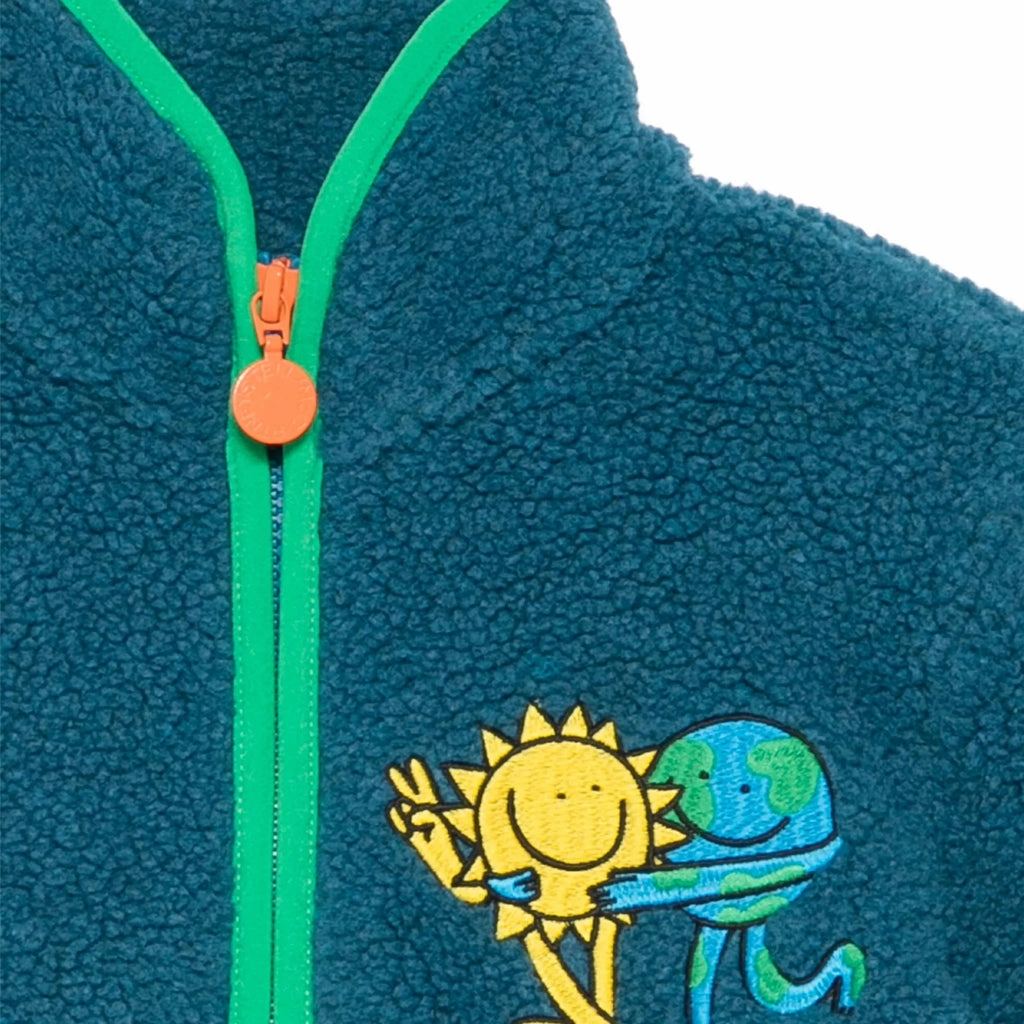 Stella McCartney Kids Earth Gang Teddy Fleece Jacket Comfy Layers Secure Internal Pockets