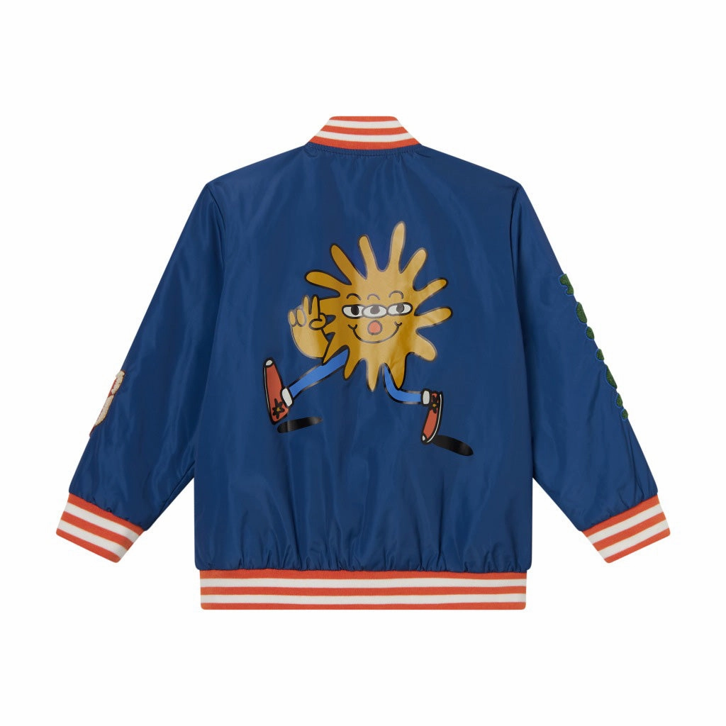 Stella McCartney Kids Space Print Bomber Jacket ReflectiveDetails Classic Ribbed Cuffs