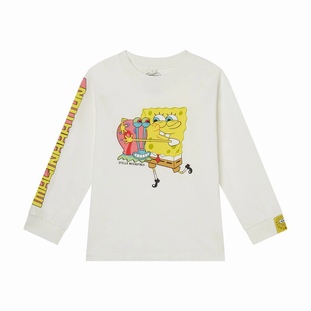 Pilling Resistant Finish Raw Hem Finish Stella McCartney Kids SpongeBob Print T-shirt