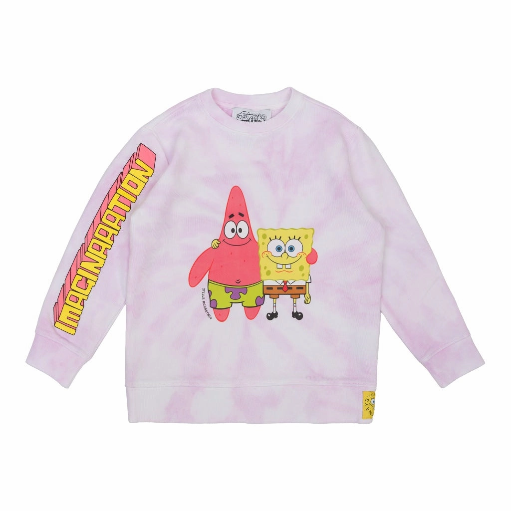Stella McCartney Kids Tie-Dye SpongeBob Print Sweatshirt V-neck Blouse