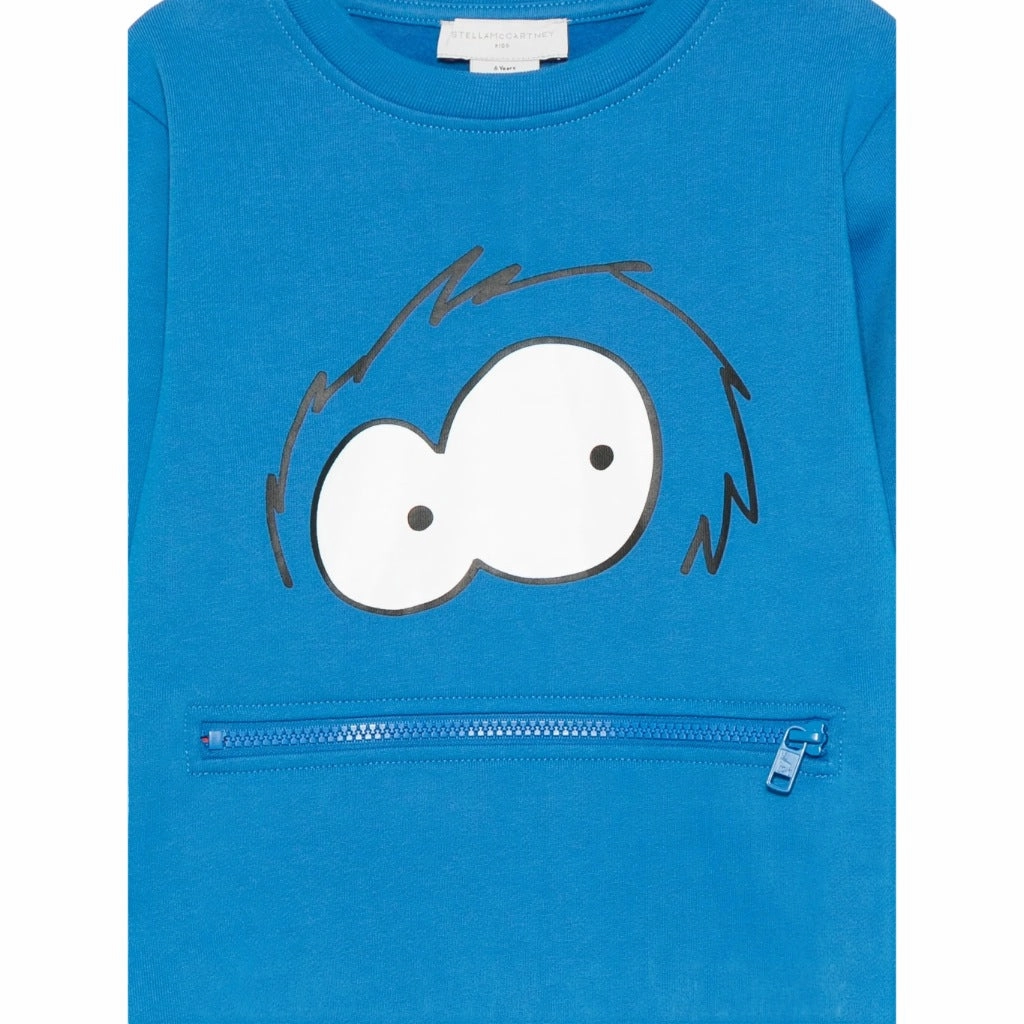 Stella McCartney Kids Yeti Faces Print Fleece Sweatshirt Vintage Hoodie