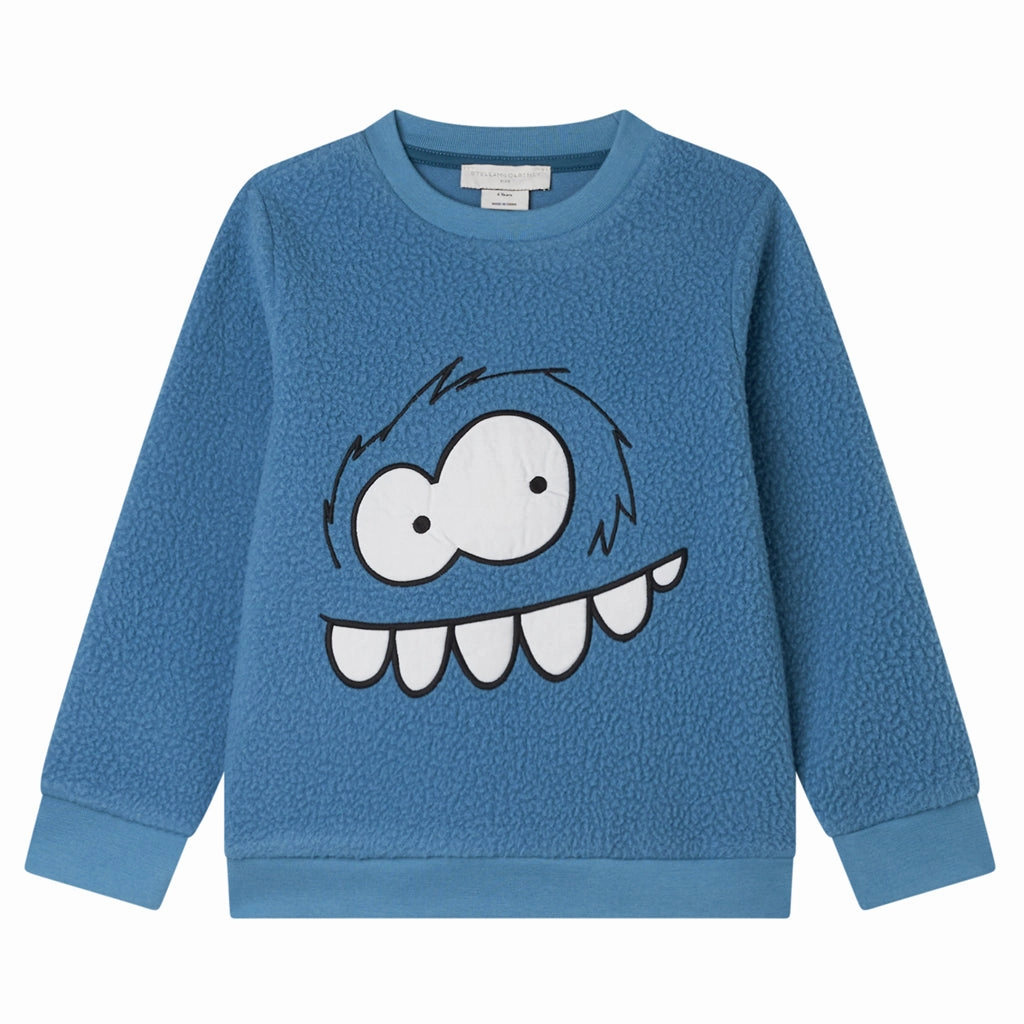Textured Weave Stella McCartney Kids Yeti Faces Teddy Fleece Sweatshirt