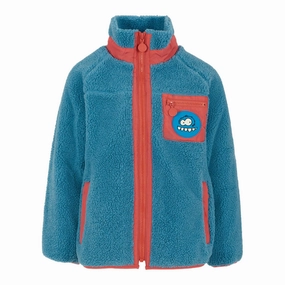 Layered Collar Design Zip Pockets Stella McCartney Kids Yeti Teddy Fleece Jacket