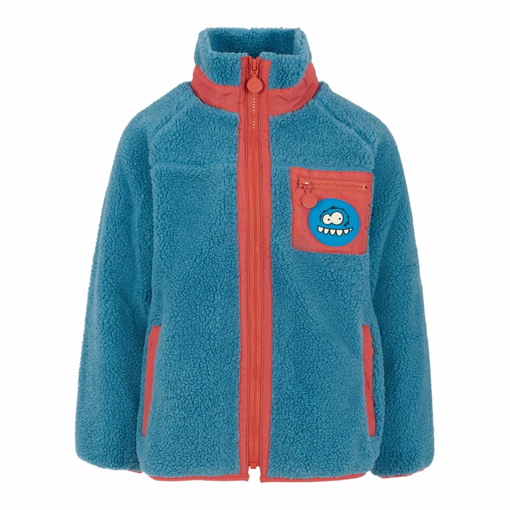Layered Collar Design Zip Pockets Stella McCartney Kids Yeti Teddy Fleece Jacket