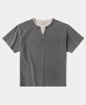 Brushed Texture Layered T-Shirt - Dark Gray Anti Perspiration Lining Weekend Ready