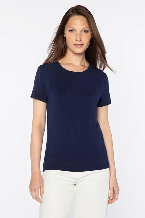 Layered Neckline All Purpose Wear Bamboo Short Sleeve Crew
