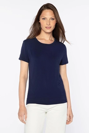 Layered Neckline All Purpose Wear Bamboo Short Sleeve Crew