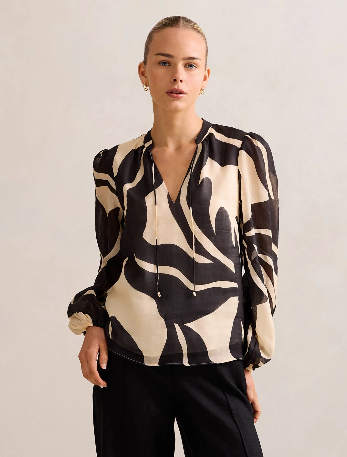 Romina Raglan Blouse Layered Placket Design AntiPilling Surface