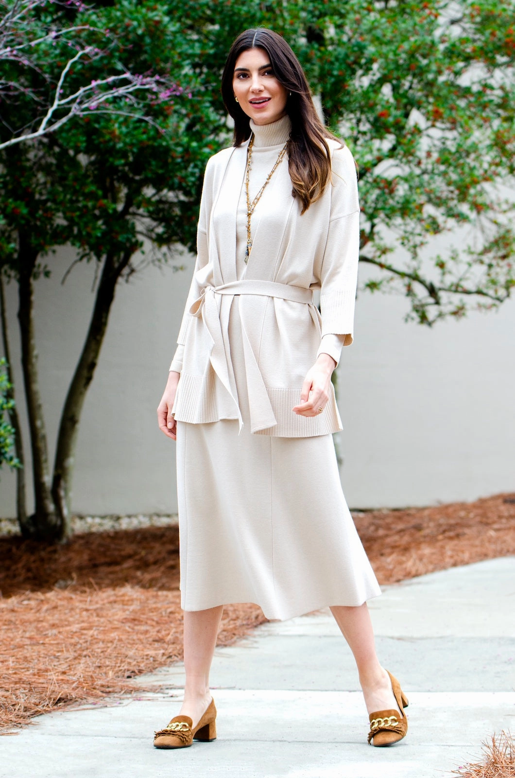 Non Bulky Insulation Tech Weatherproof Zipper Closure Martina Flat-Knit Vest - Beige Melange