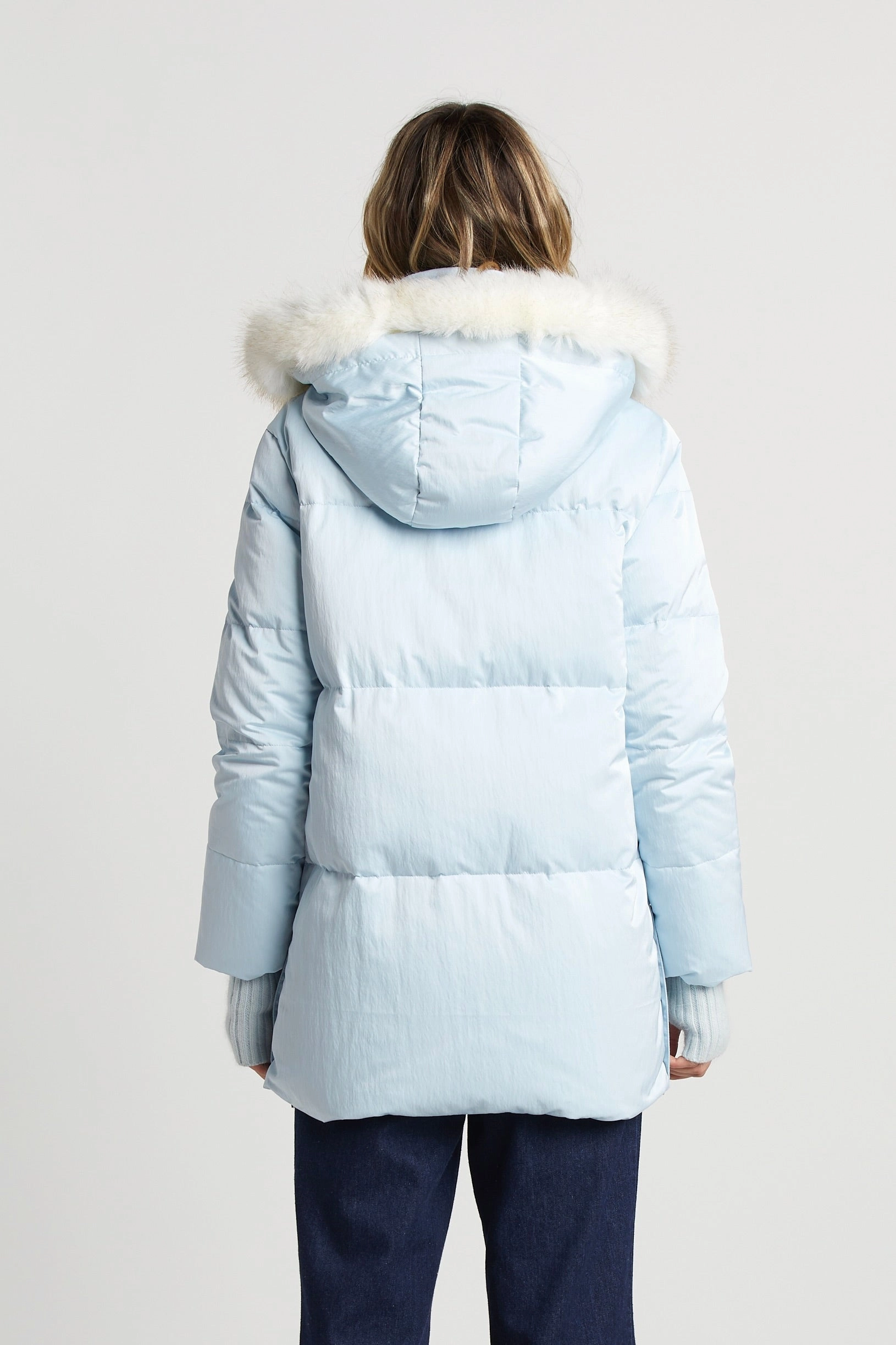 Quick Dry Coating Patsy Hooded Down Coat - Ice Blue