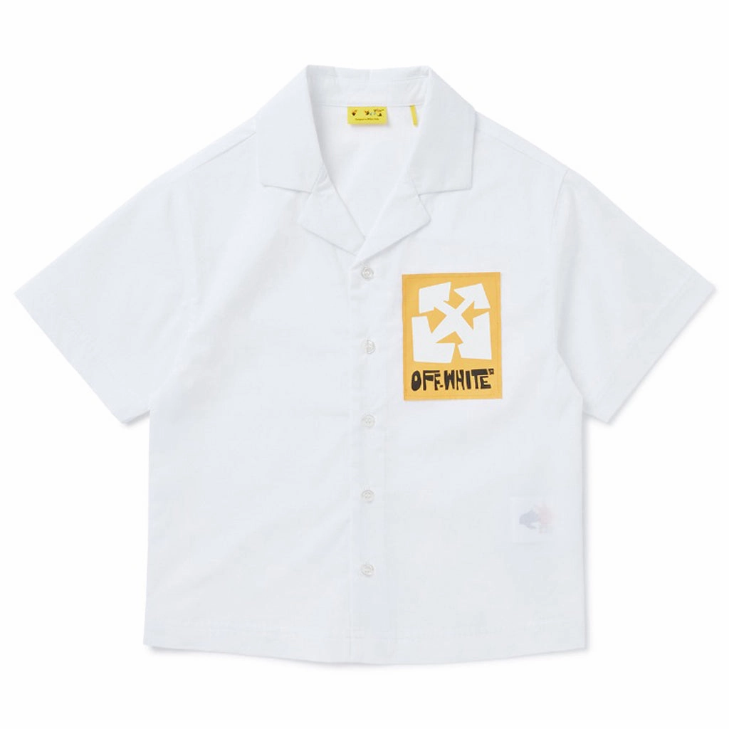 Soft Brushed Finish Off-White Kids Big Label Shirt