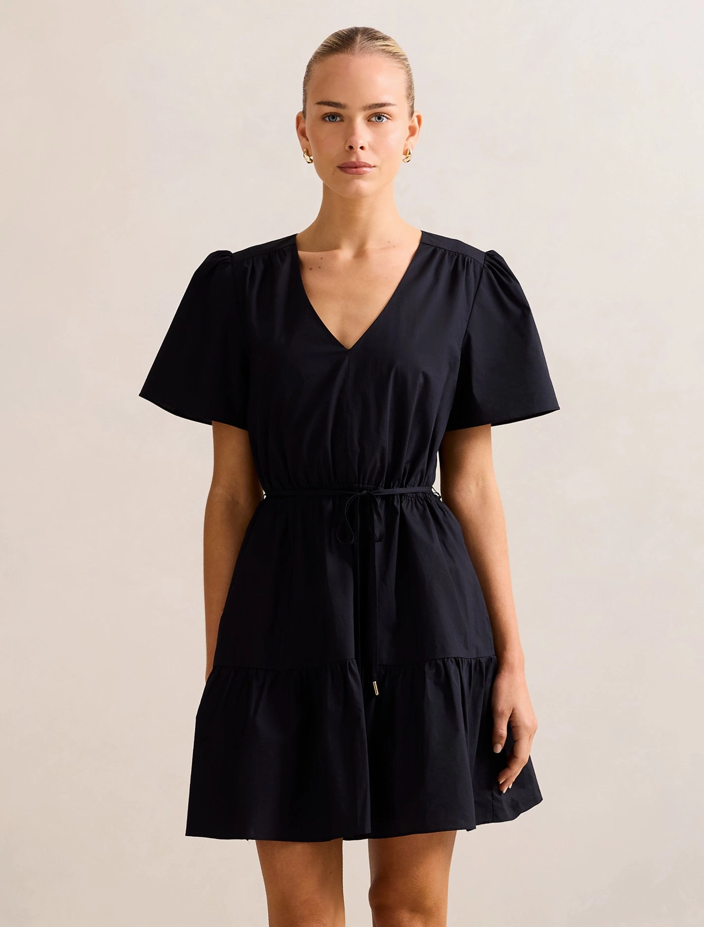 Frayed-Edge Smart Style Hattie Short Sleeve Cotton Mini Dress