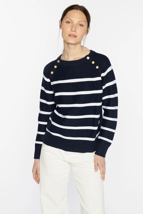 Low Maintenance Fabric Stripe Button Crew
