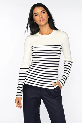 Breathable Stretch Cozy Active Stripe Rib Crew