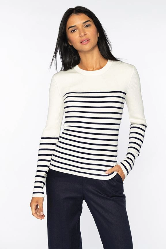 Stripe Rib Crew Snuggly Knitwear Warm Fit