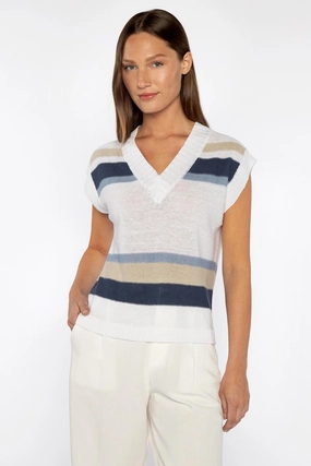 Stripe Sleeveless Vee Cozy Style