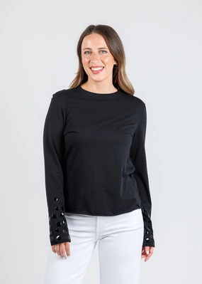 Chic Option Stud T-Shirt - Black