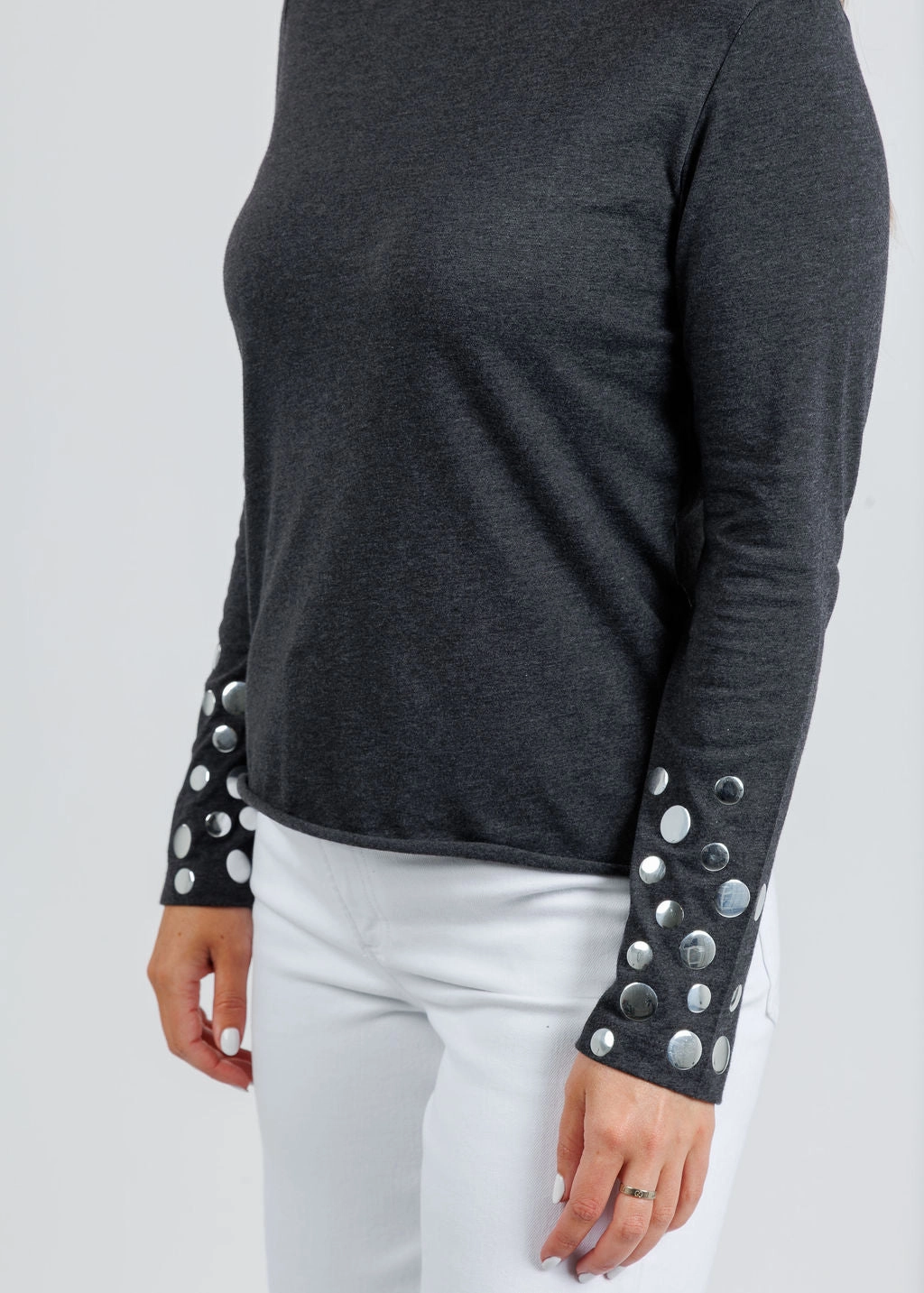 Stud T-Shirt - Charcoal Street Style