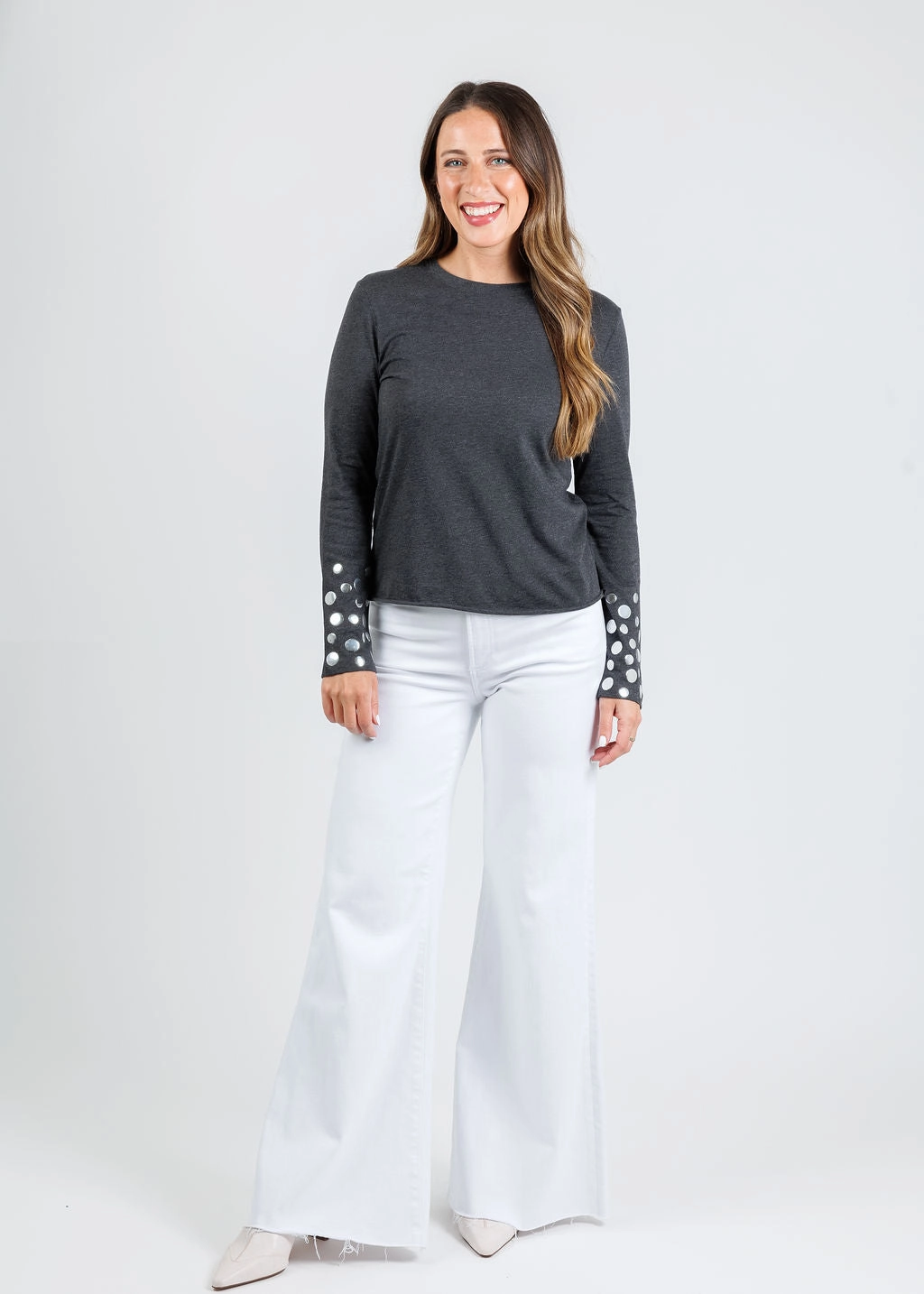 Stud T-Shirt - Charcoal Resort Wear On-The-Go Style